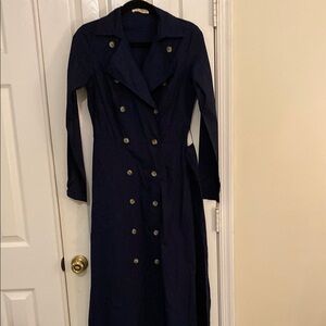 Navy Double-Breasted Trench Coat